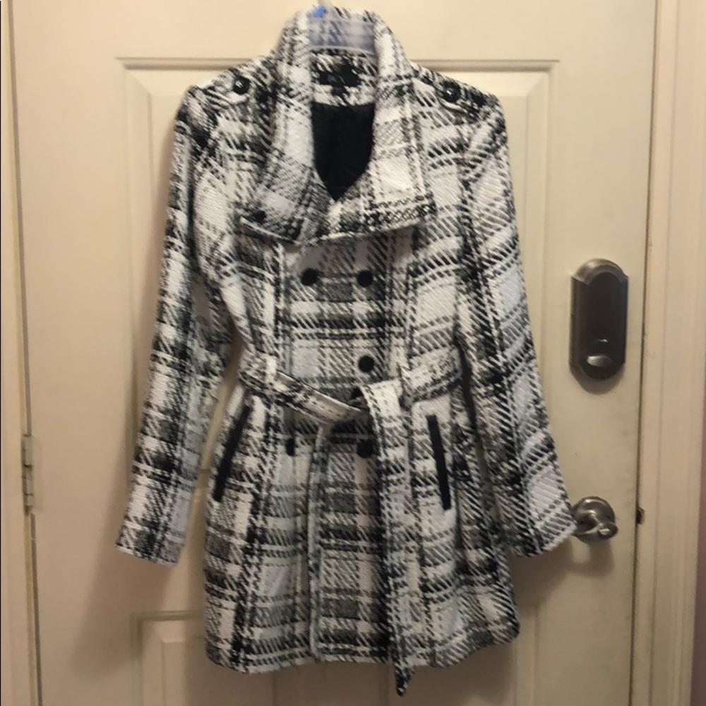BCX tie waist pea coat